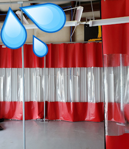 Wash bay curtains for industrial applications