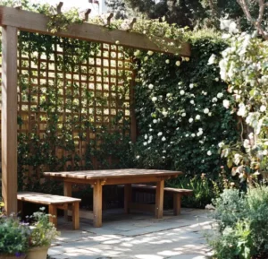 wooden-trellis-with-climbing-vines-for-wind-blocking