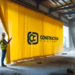 branded-industrial-vinyl-curtain-used-in-a-construction-site