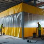 large-industrial-vinyl-curtain-used-as-a-temporary-wall-for-a-construction-site