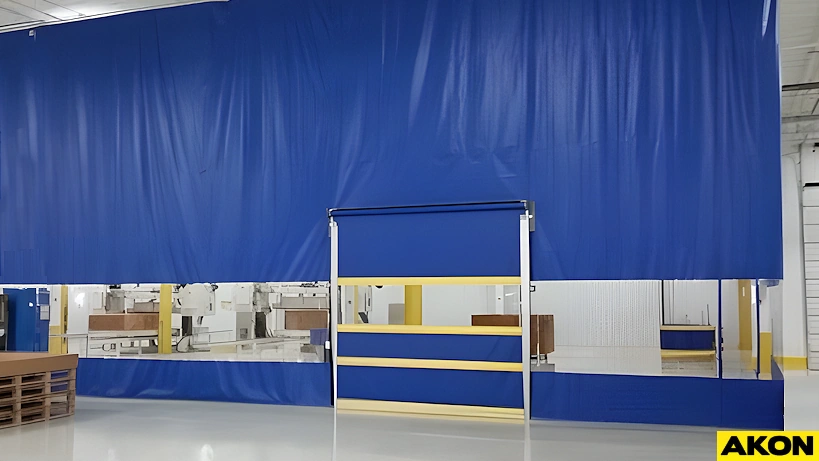 warehouse curtain wall with roll up door